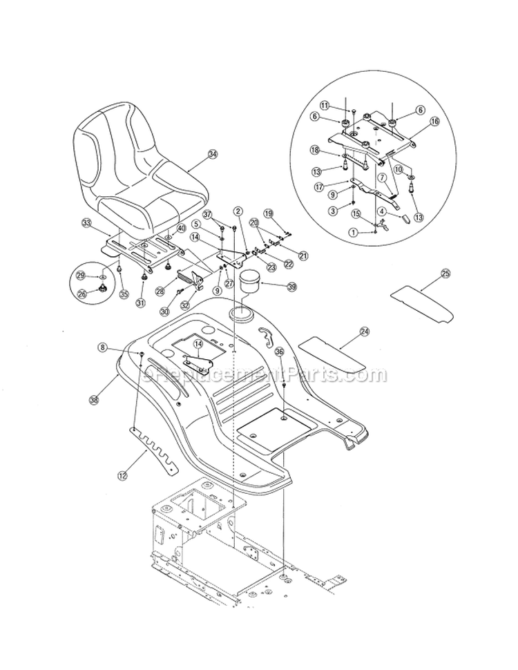 Fender Assembly Diagram and Parts List for 13AN771H729  Yard Man Lawn Tractor